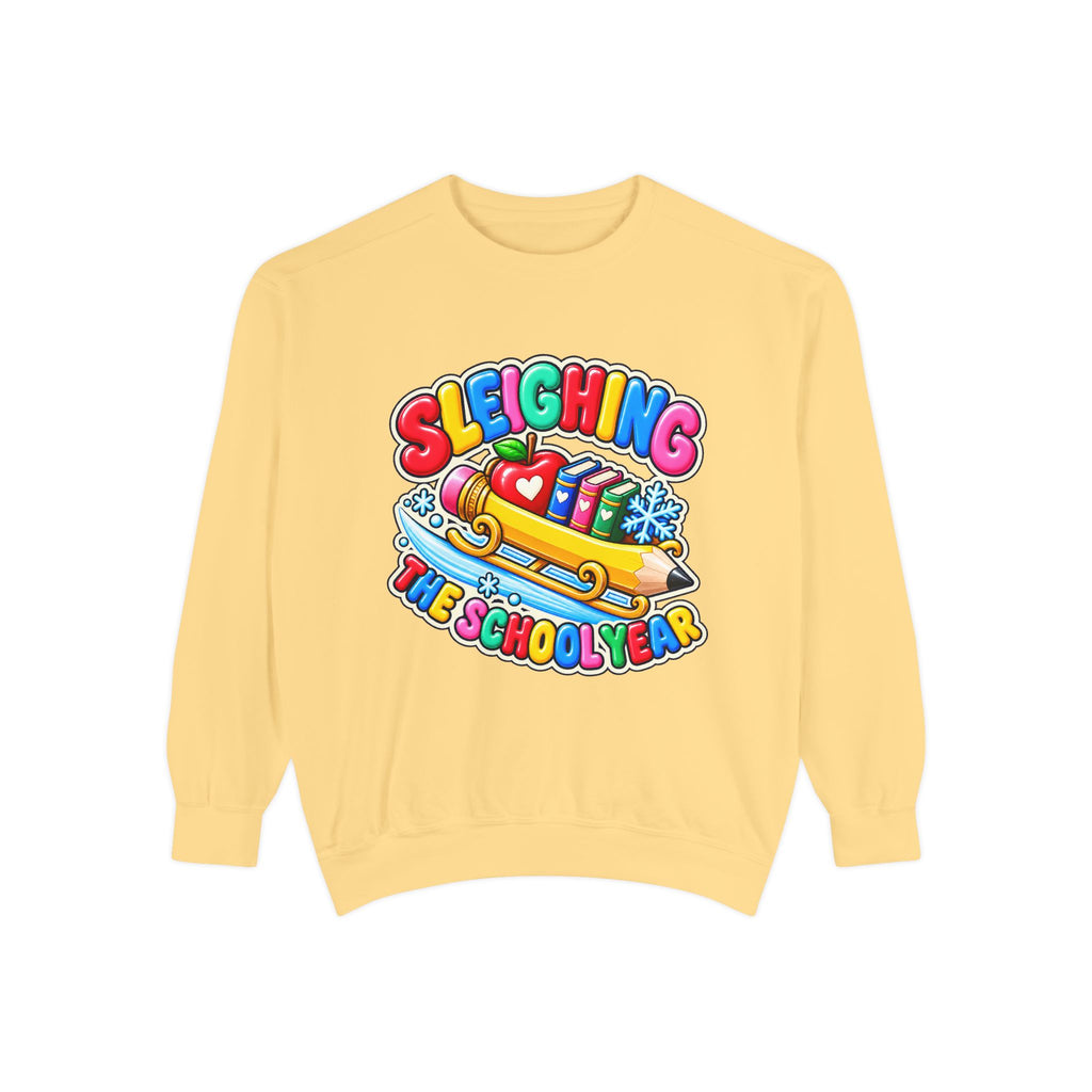 Sleighing the School Year Christmas Sweatshirt 📚🍎❄️