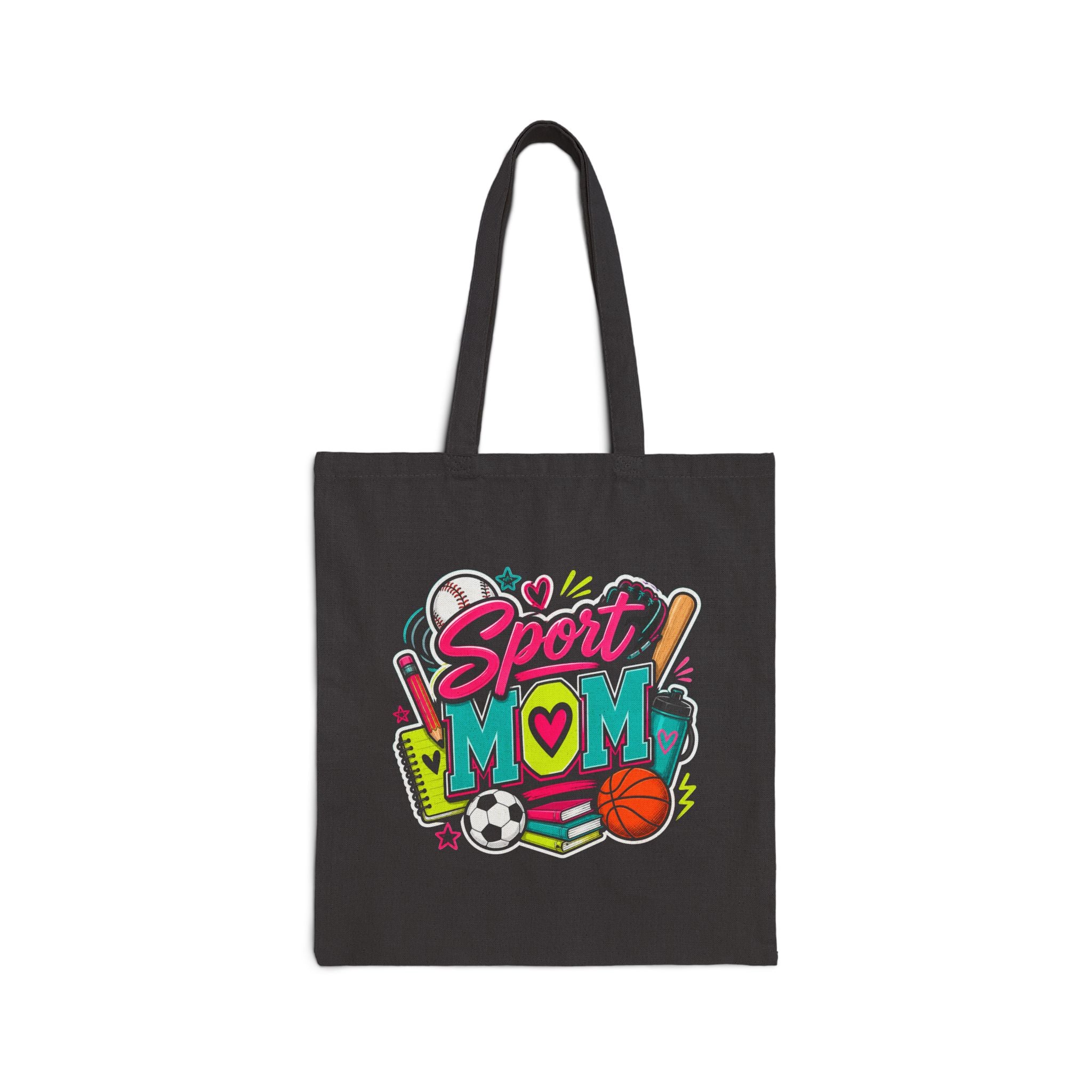 Sport Colorful Athletic Mom Gift for Baseball, Soccer and Basketball - Canvas Tote Bag