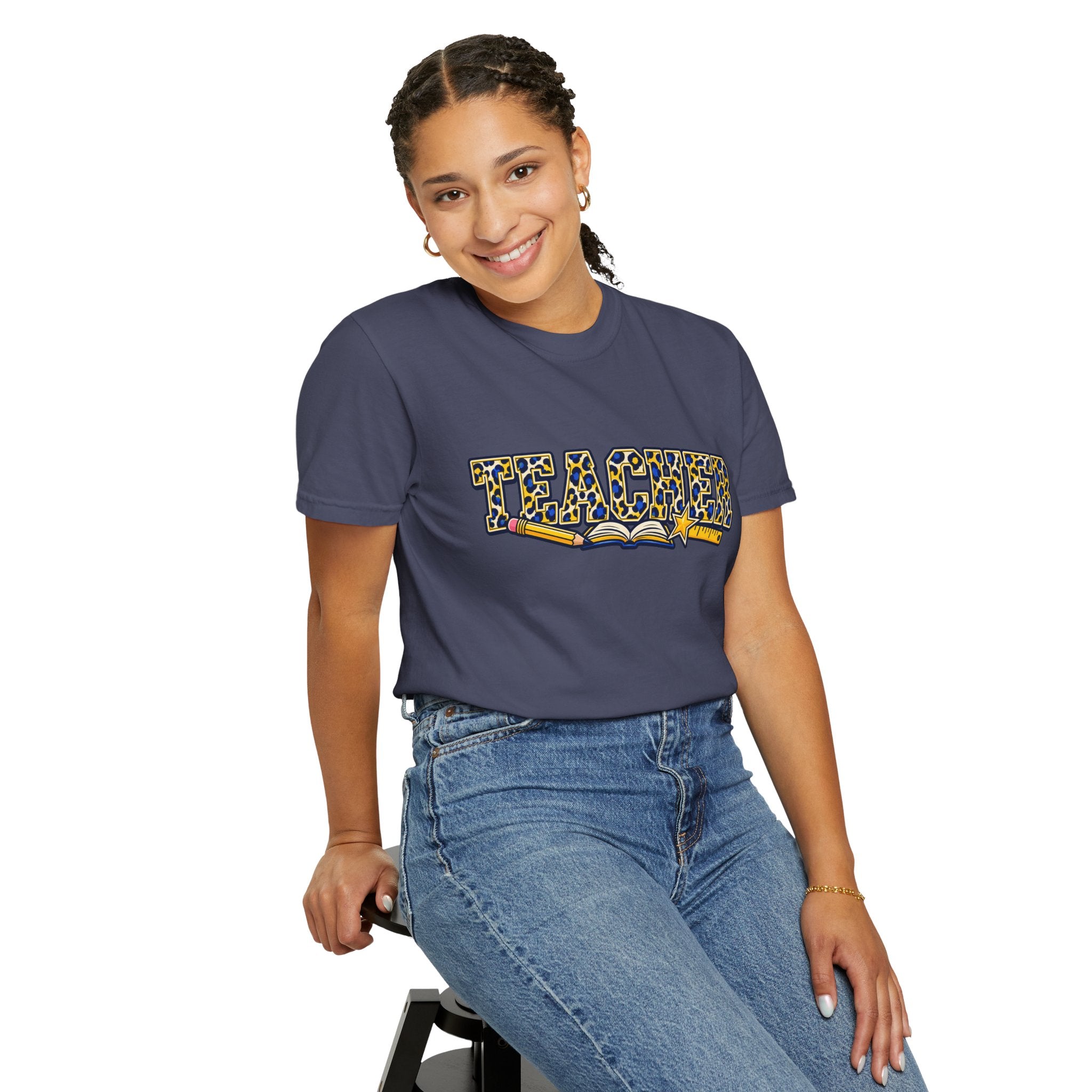 Leopard Print Teacher Comfort Colors® Heavyweight Tee 🍎✏️