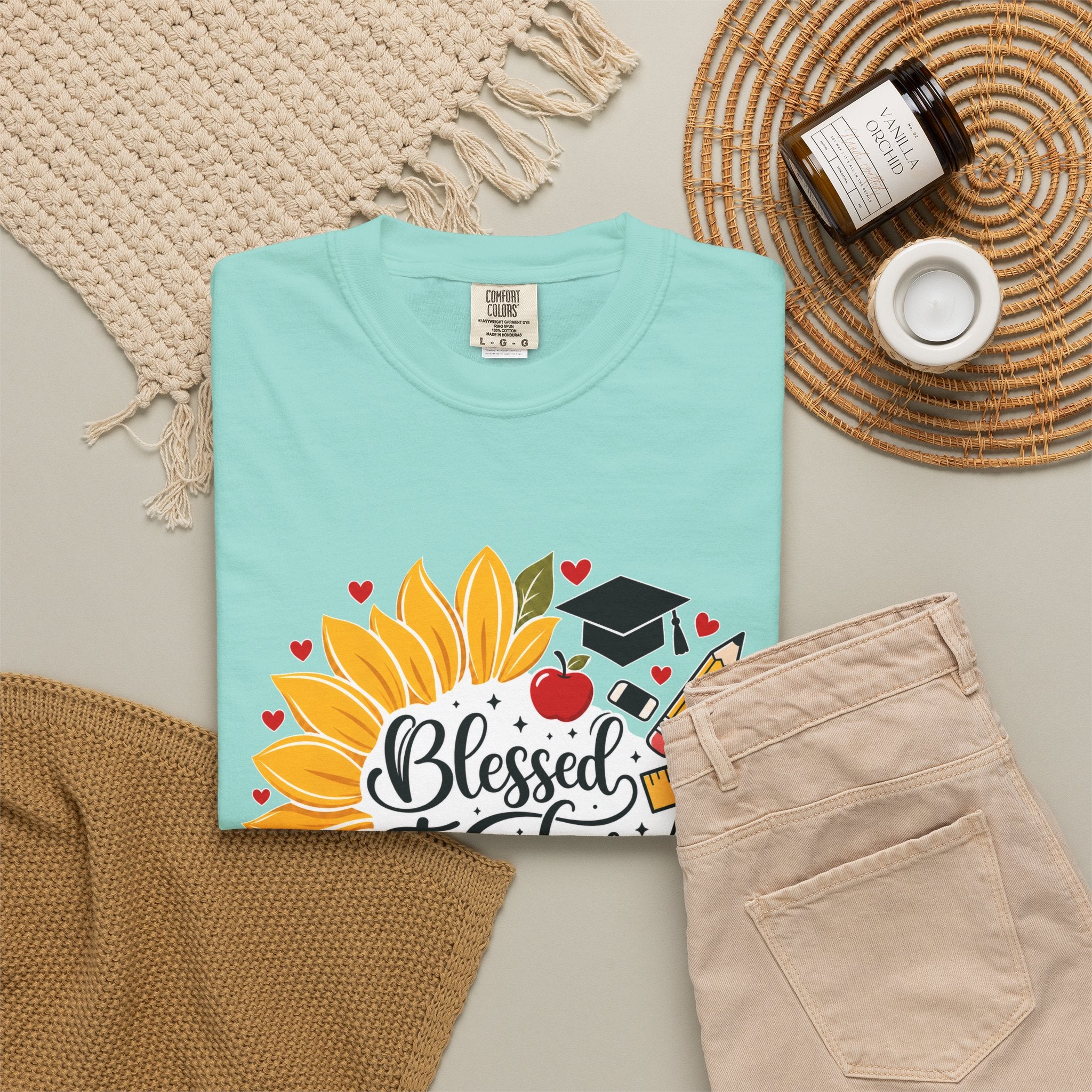 Blessed Teacher Heavyweight Tee 🌻📚✏️