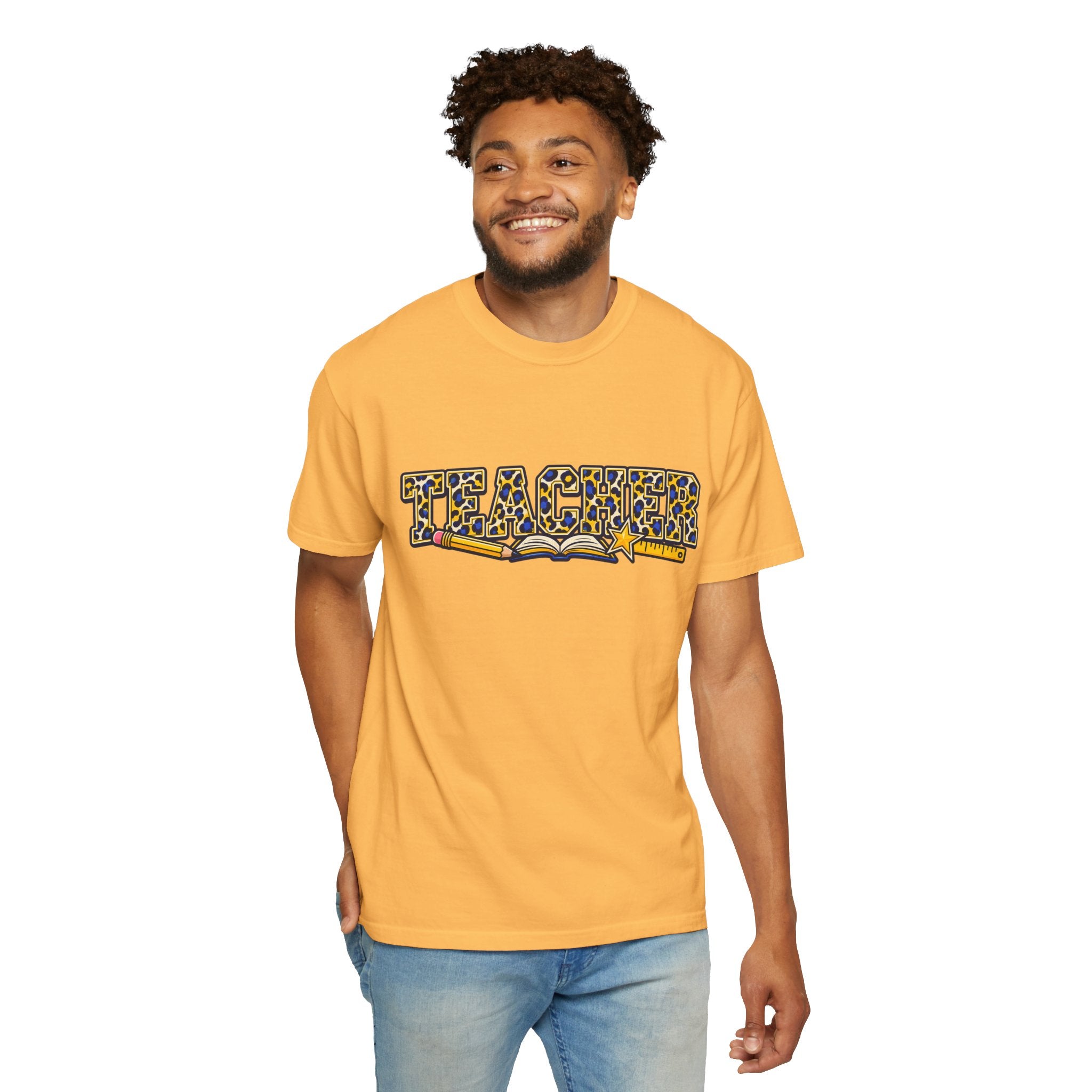 Leopard Print Teacher Comfort Colors® Heavyweight Tee 🍎✏️