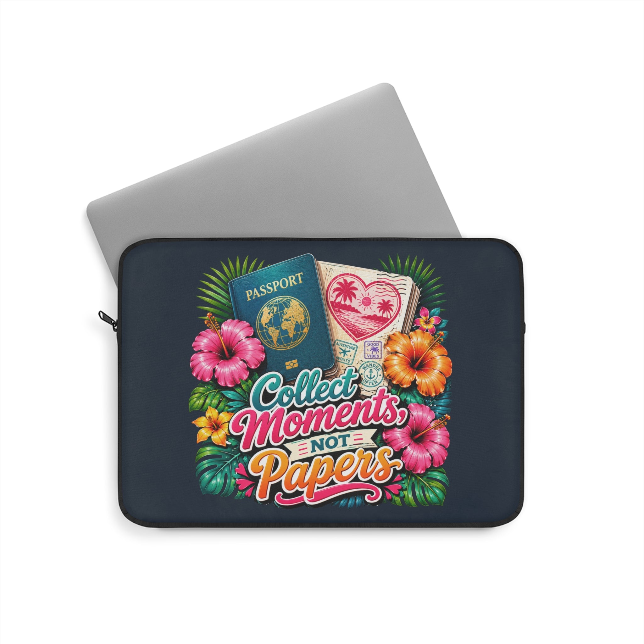 Collect Moments, Not Papers - Deep Passport Laptop and iPad Sleeve