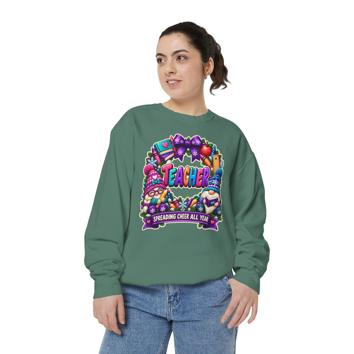 Teacher Spreading Gnomes Cheer All Year Christmas Sweatshirt