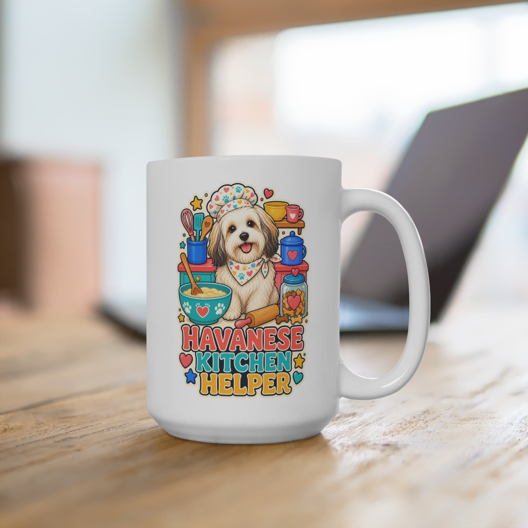 Havanese Kitchen Helper Mug - Cute Cooking Dog Coffee Cup - Colorful Havanese Mom, Dad and Pet Lover Gift