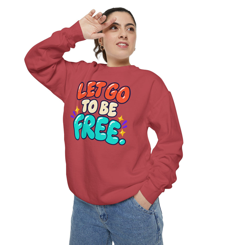 Let Go to Be Free Relaxed-Fit Sweatshirt — Lavender & Gray