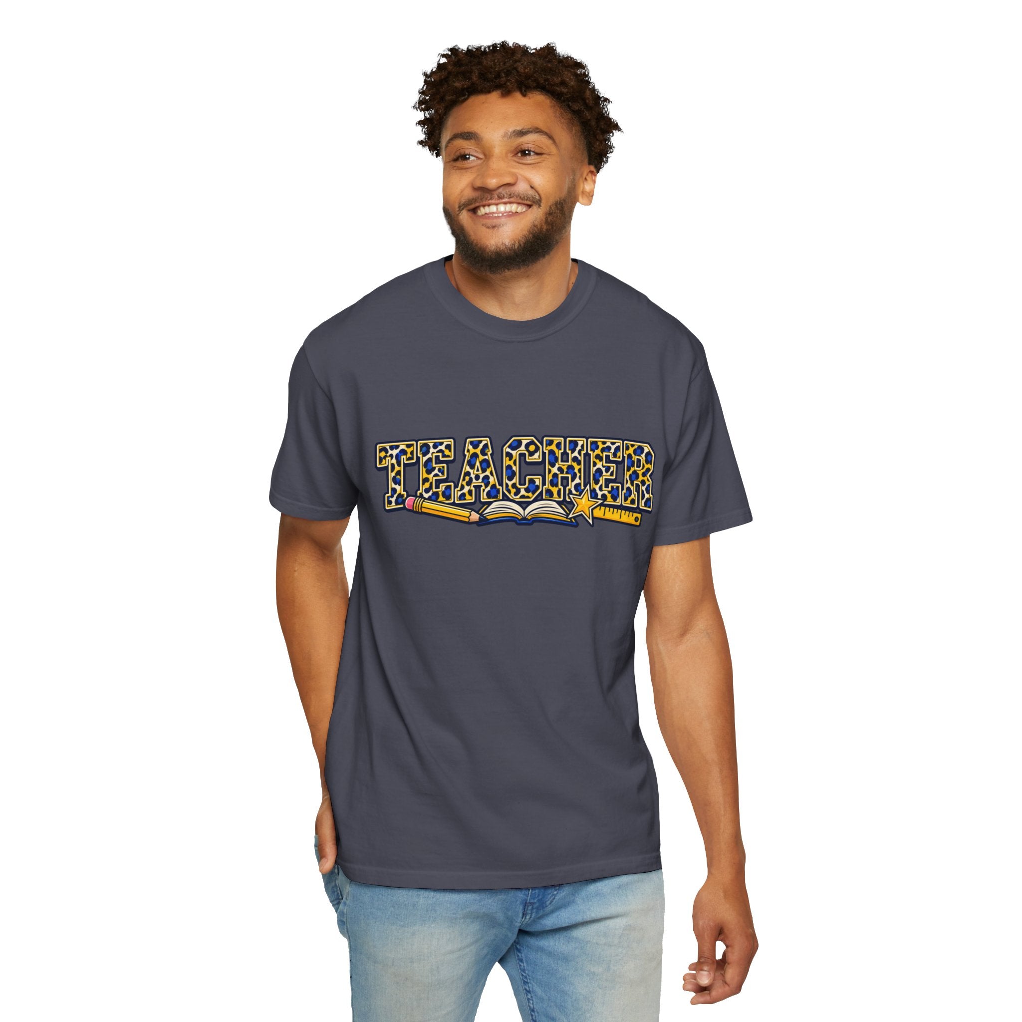 Leopard Print Teacher Comfort Colors® Heavyweight Tee 🍎✏️