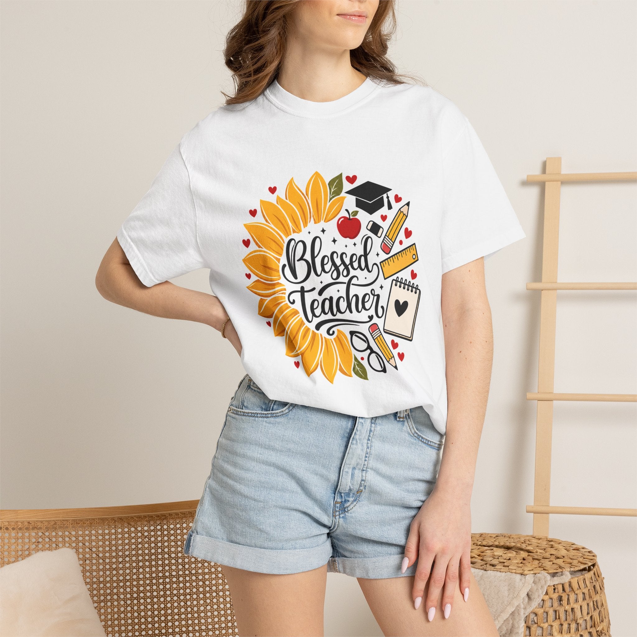 Blessed Teacher Heavyweight Tee 🌻📚✏️