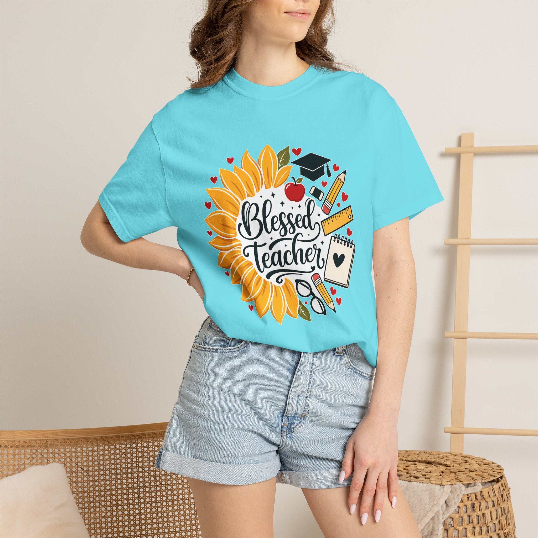 Blessed Teacher Heavyweight Tee 🌻📚✏️