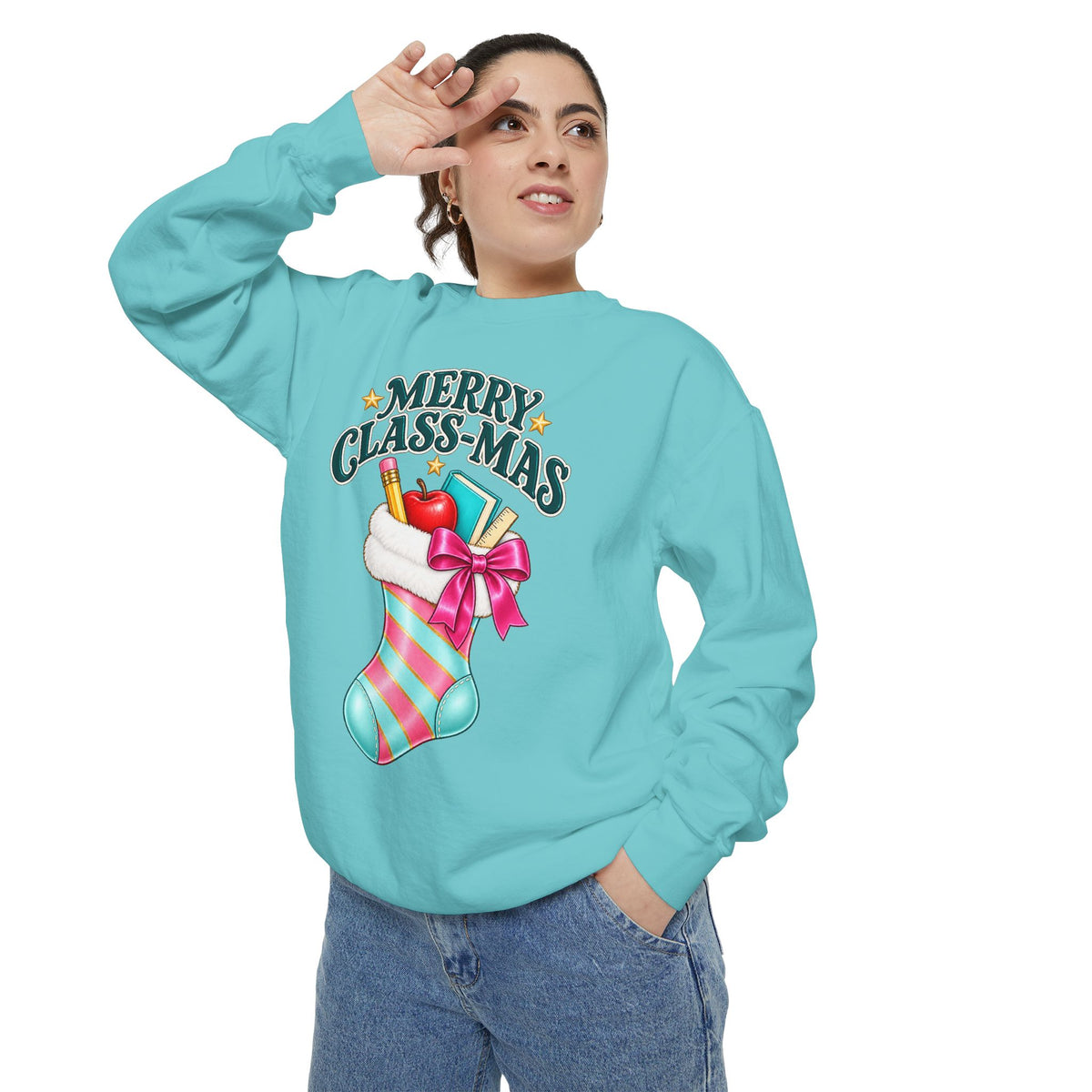Merry Class-mas Sweatshirt — Christmas Teacher Holiday Stocking Crewneck