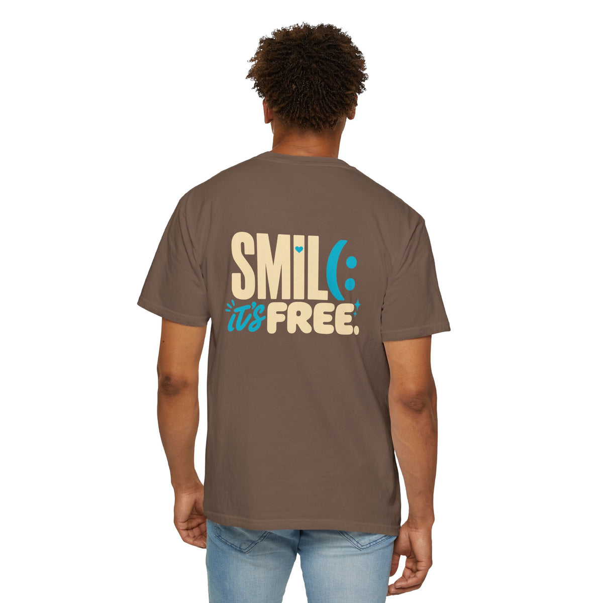 SMIL(: IT’S FREE. Charcoal & Plum Front-and-Back Tee