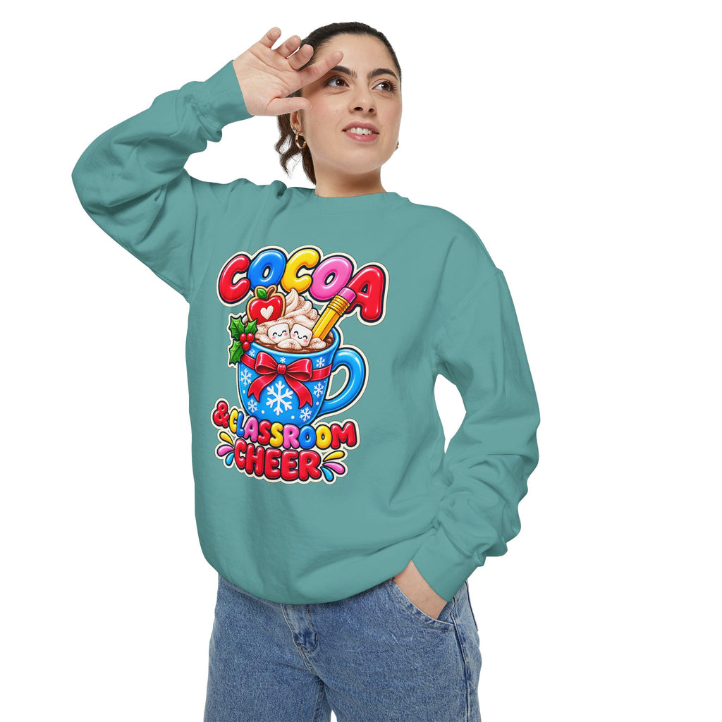 Cocoa and Classroom Cheer Christmas Sweatshirt ☕🍎❄️
