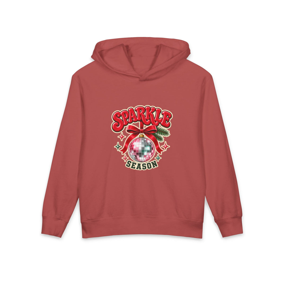 Sparkle Season Youth Hoodie — Cute Disco Ornament Christmas Sweatshirt
