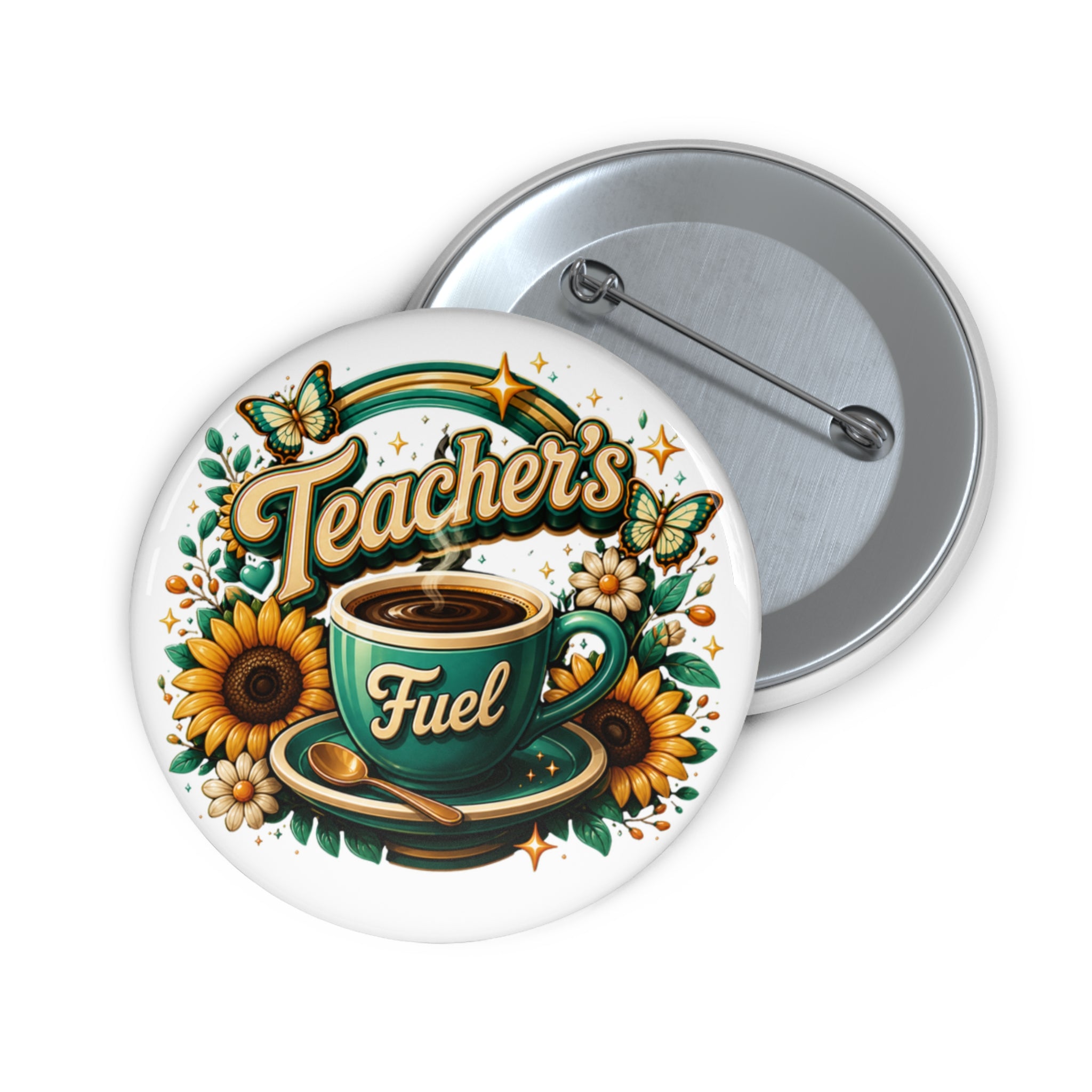 "Teacher’s Fuel" Coffee and Sunflower Canva Tote