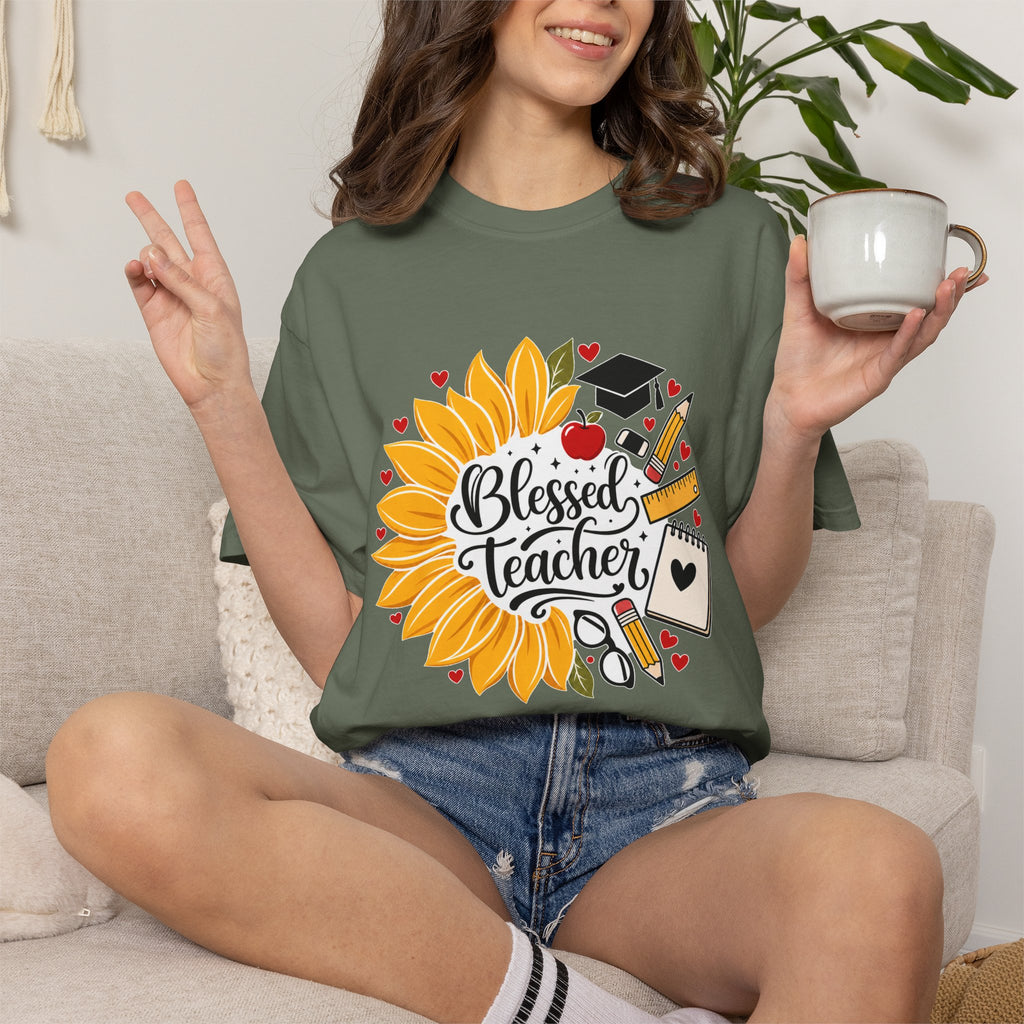 Blessed Teacher Heavyweight Tee 🌻📚✏️
