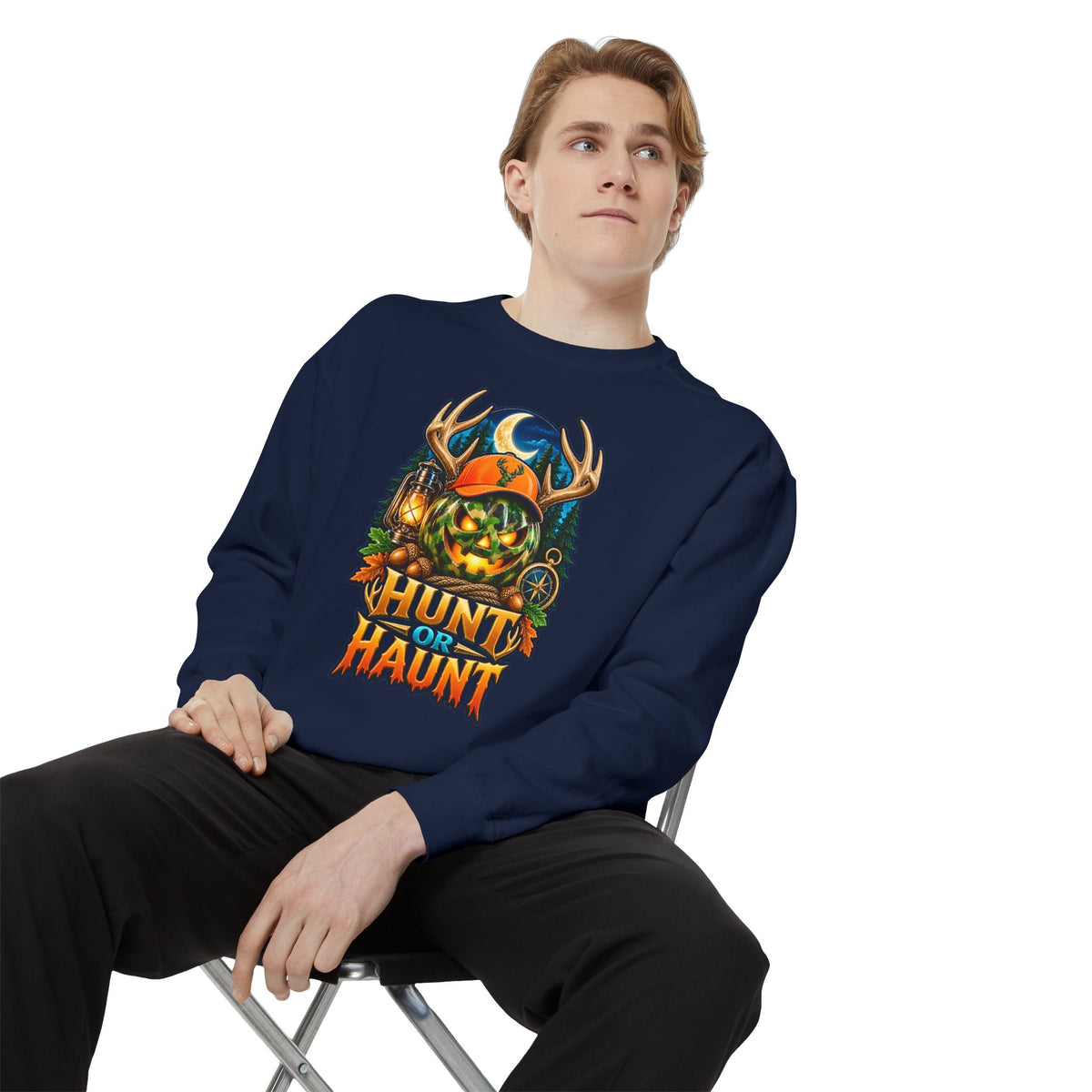 Hunt or Haunt Halloween Sweatshirt 🎃🍂 | Pumpkin Outdoor Crewneck