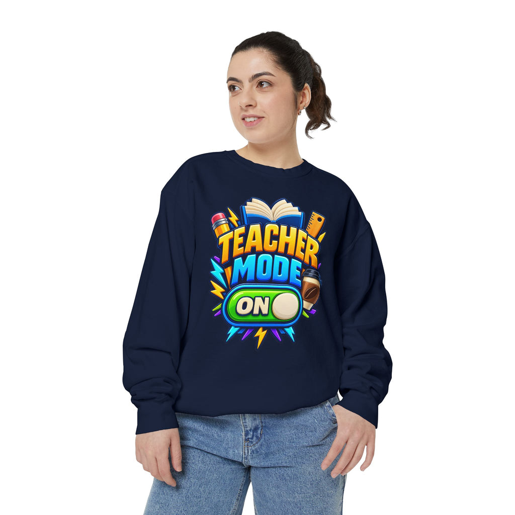 Teacher Mode On Sweatshirt 📚☕ | Funny Teacher Crewneck