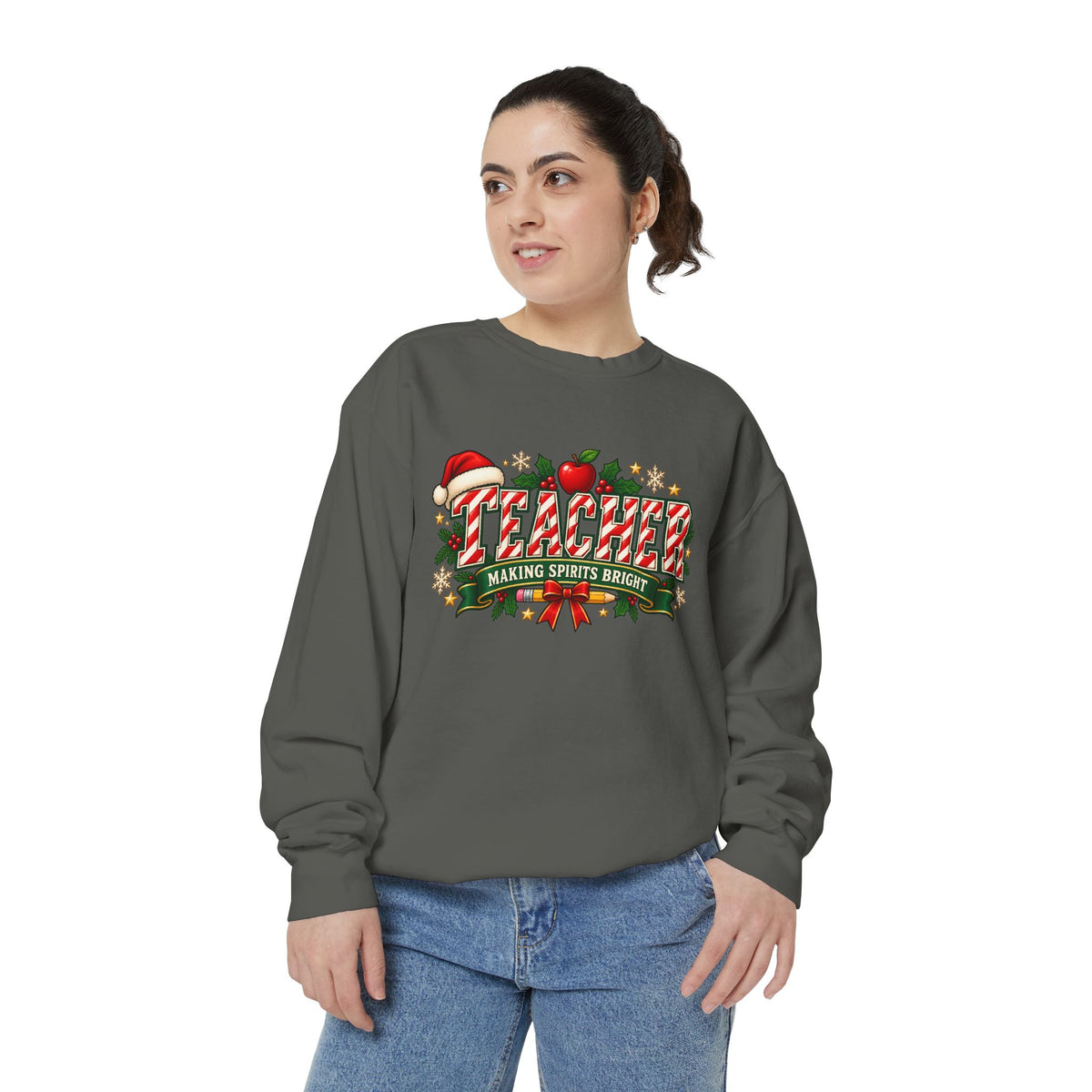 Teacher Making Spirits Bright Christmas Sweatshirt