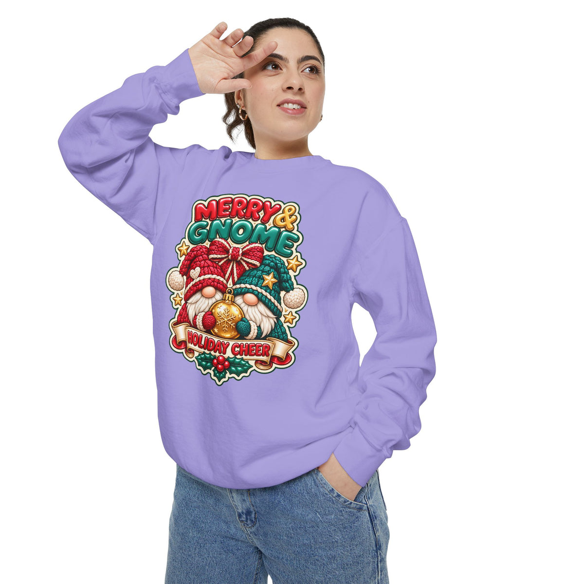 Merry and Gnome Holiday Cheer Sweatshirt — Cute Christmas Design