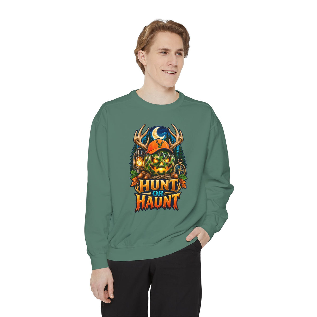 Hunt or Haunt Halloween Sweatshirt 🎃🍂 | Pumpkin Outdoor Crewneck