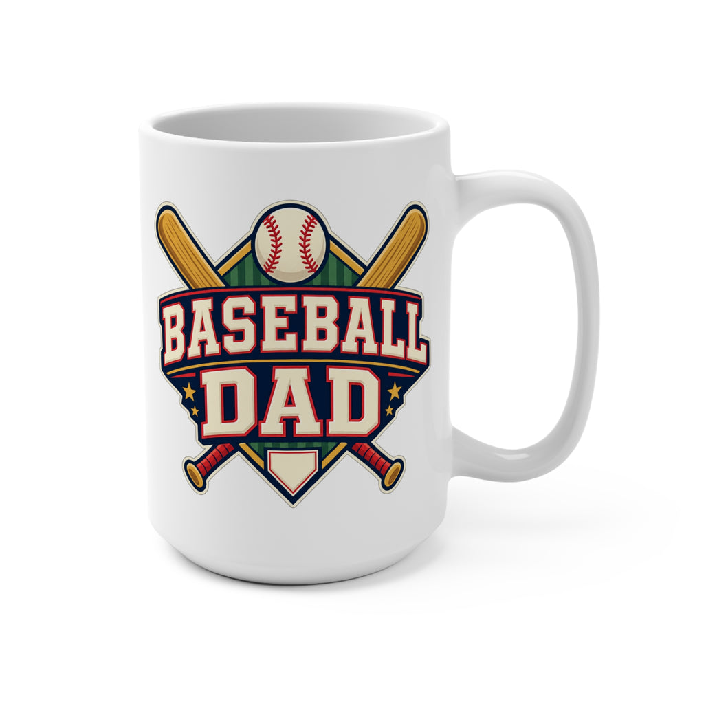 Baseball Dad Bats and Ball Mug - Ceramic Coffee Cup for Proud Baseball Fathers, Father’s Day Gift