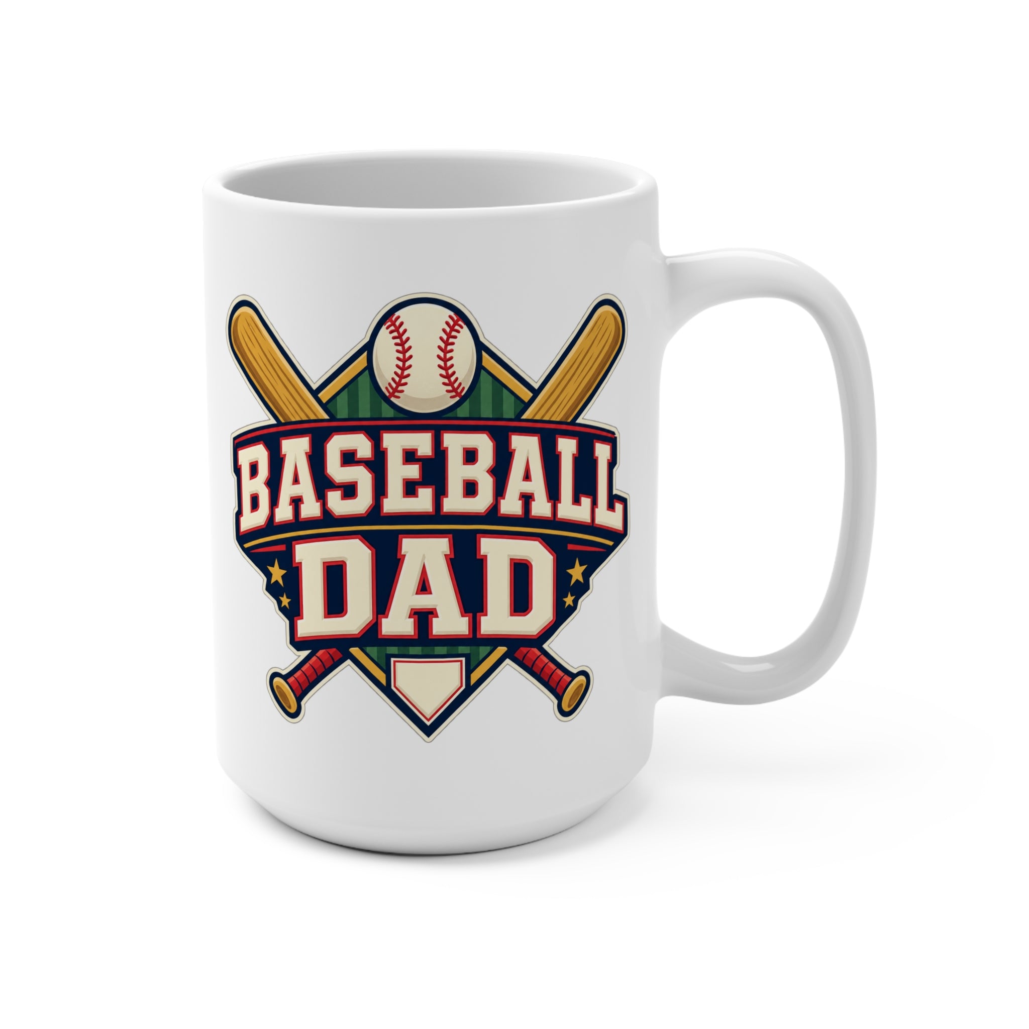 Baseball Dad Bats and Ball Mug - Ceramic Coffee Cup for Proud Baseball Fathers, Father’s Day Gift
