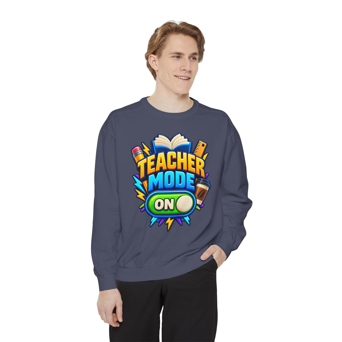 Teacher Mode On Sweatshirt 📚☕ | Funny Teacher Crewneck