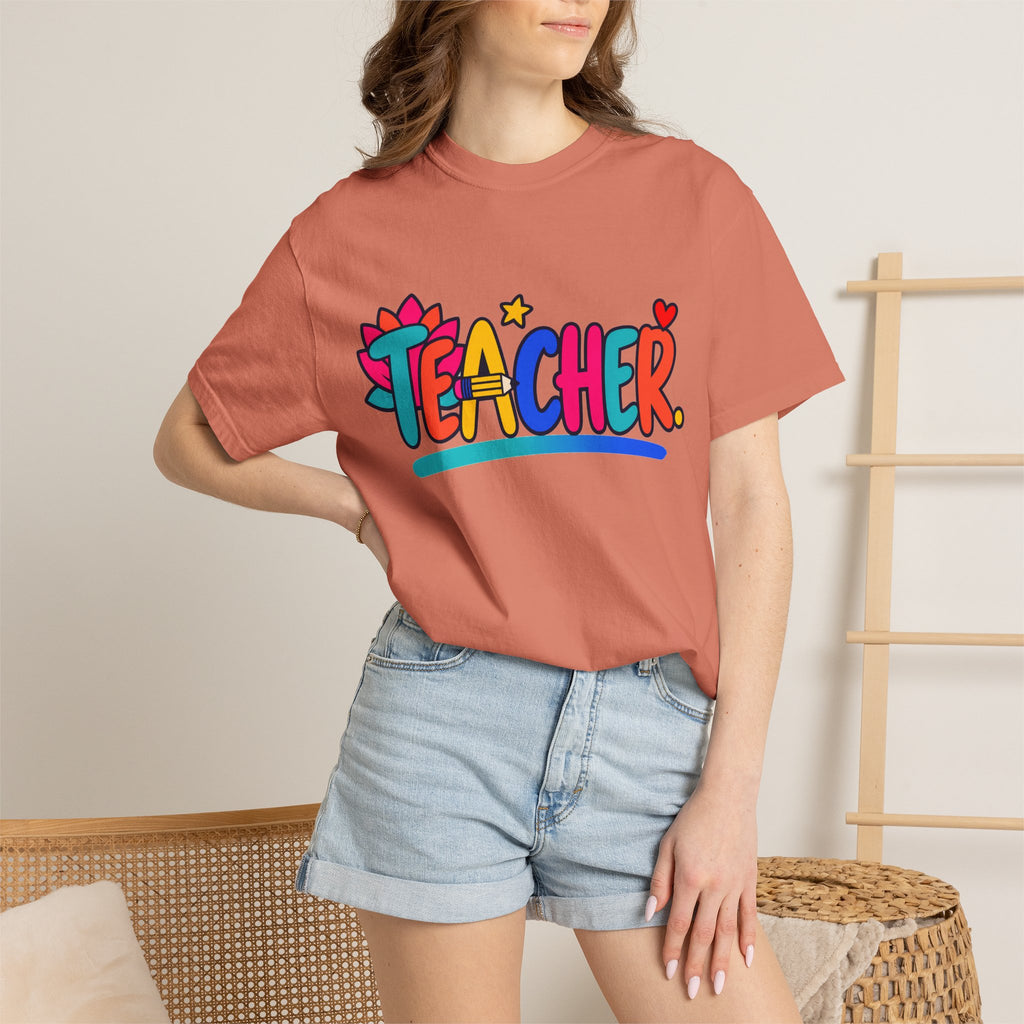 Colorful Teacher Comfort Colors® Heavyweight Tee 🍎✏️