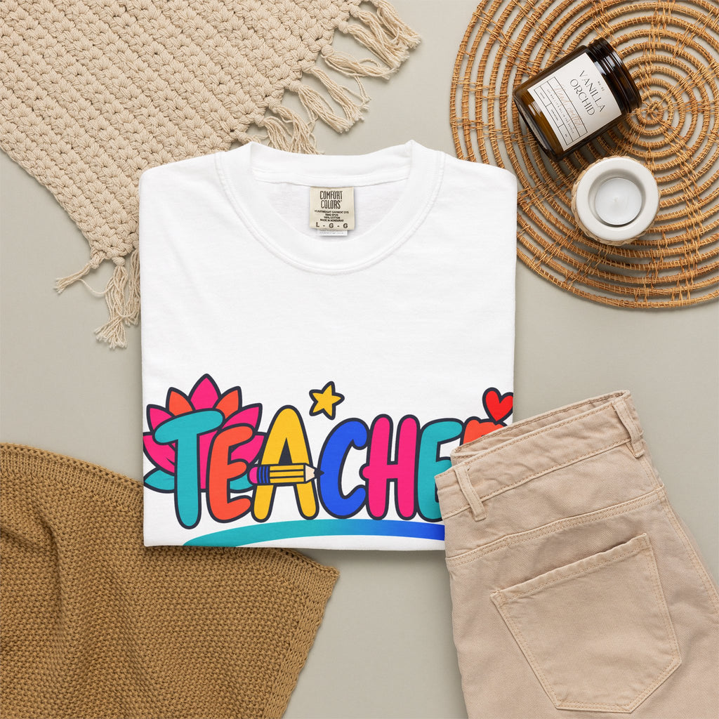 Colorful Teacher Comfort Colors® Heavyweight Tee 🍎✏️