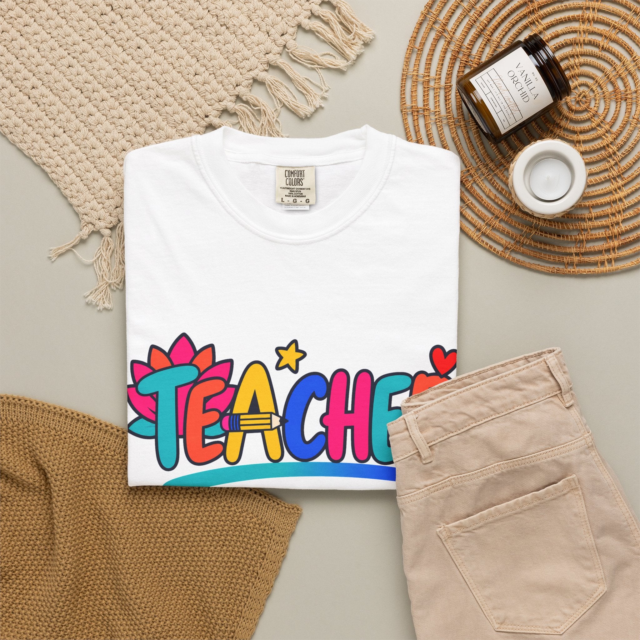 Colorful Teacher Comfort Colors® Heavyweight Tee 🍎✏️