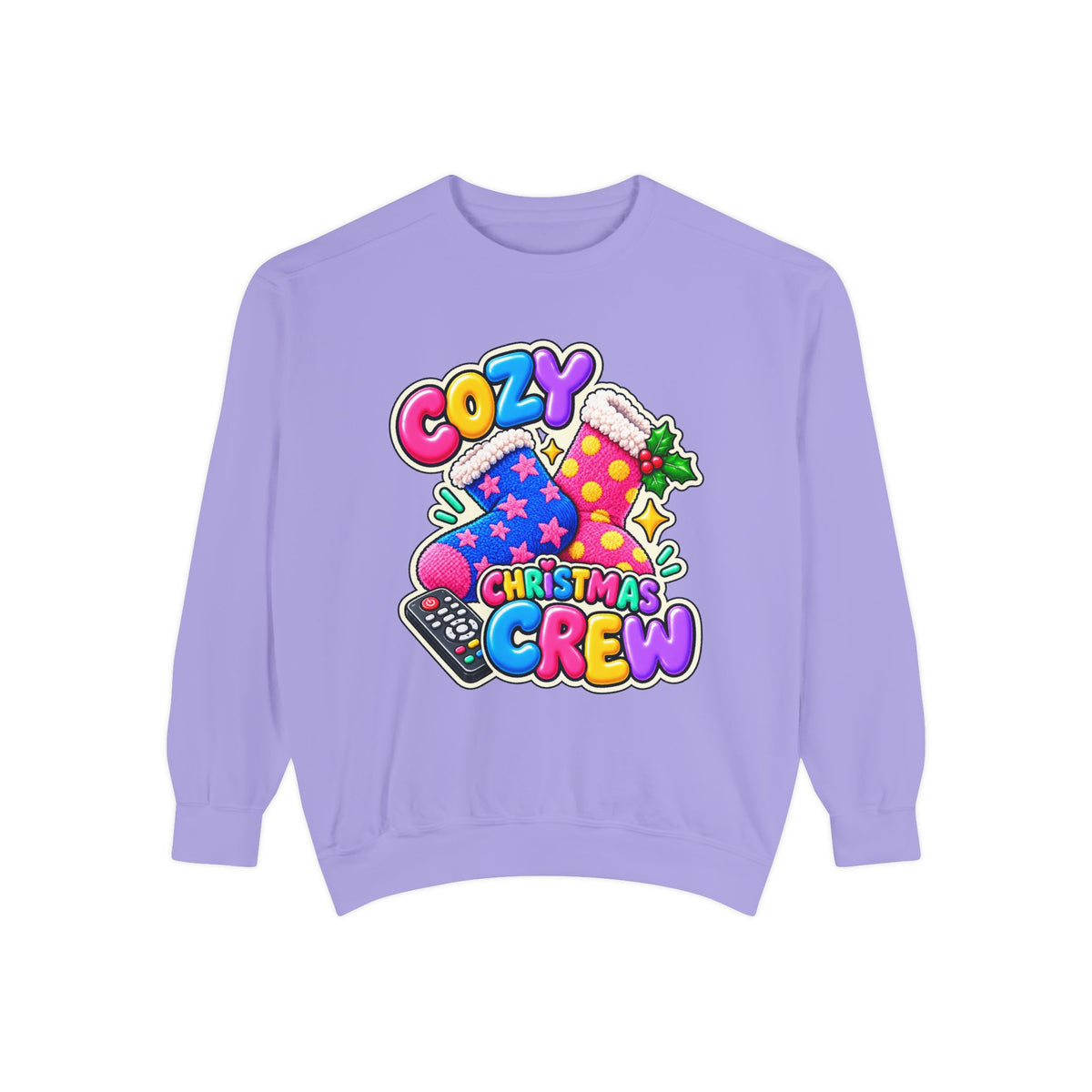 Cozy Christmas Crew Crewneck Sweatshirt 🧦🎄📺