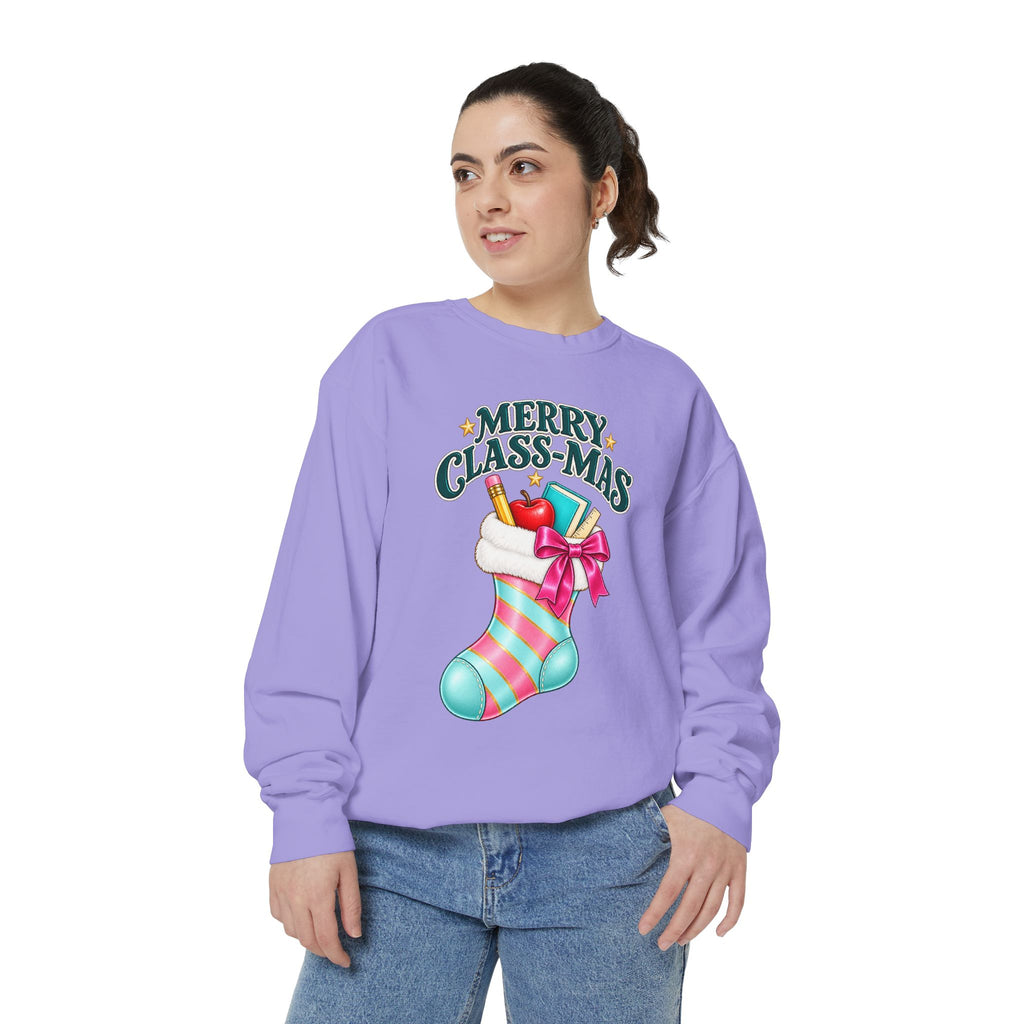 Merry Class-mas Sweatshirt — Christmas Teacher Holiday Stocking Crewneck