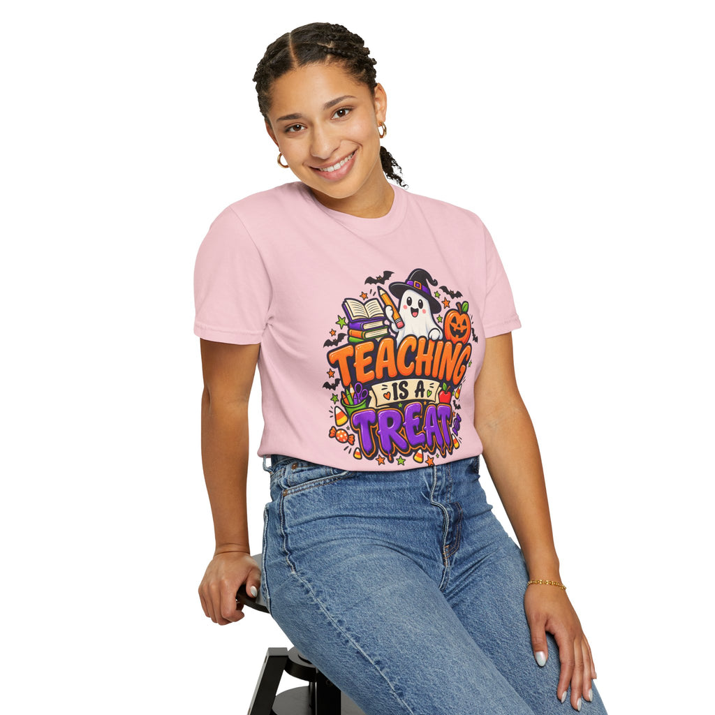 Teaching Is a Treat Halloween T-Shirt — Cute Ghost & Pumpkin Teacher Tee