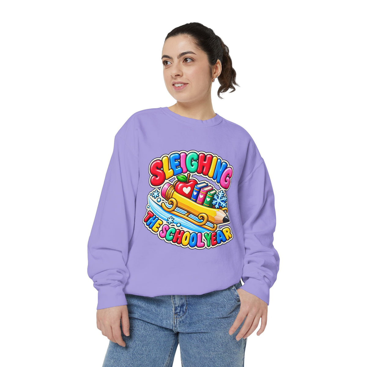Sleighing the School Year Christmas Sweatshirt 📚🍎❄️