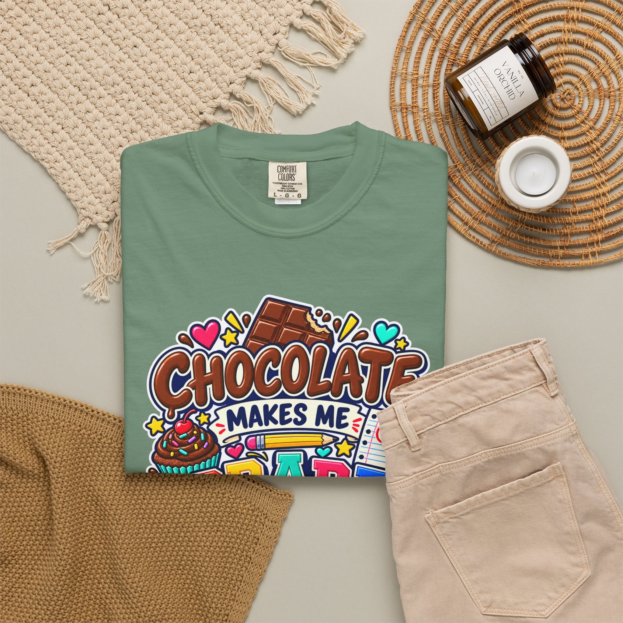Chocolate Makes Me Grade Better Heavyweight Tee 🍫📚✏️