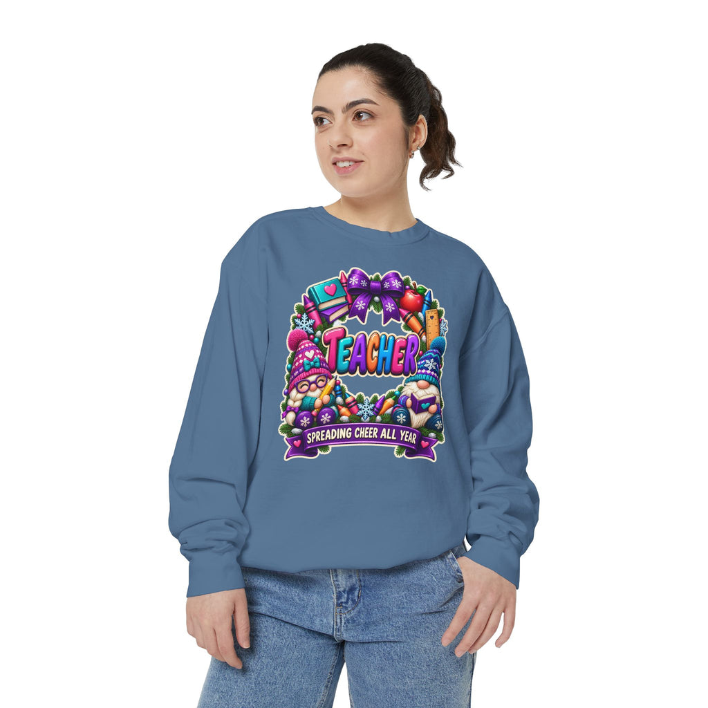 Teacher Spreading Gnomes Cheer All Year Christmas Sweatshirt