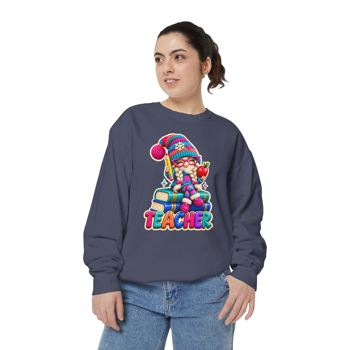 Teacher Gnome Book Lover Holiday Sweatshirt