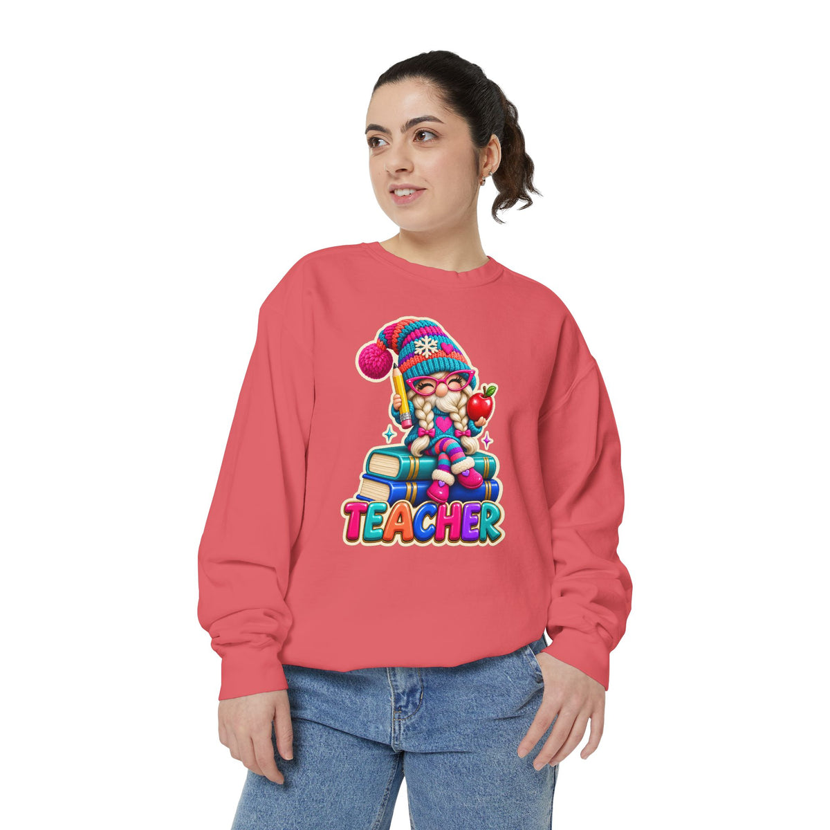 Teacher Gnome Book Lover Holiday Sweatshirt