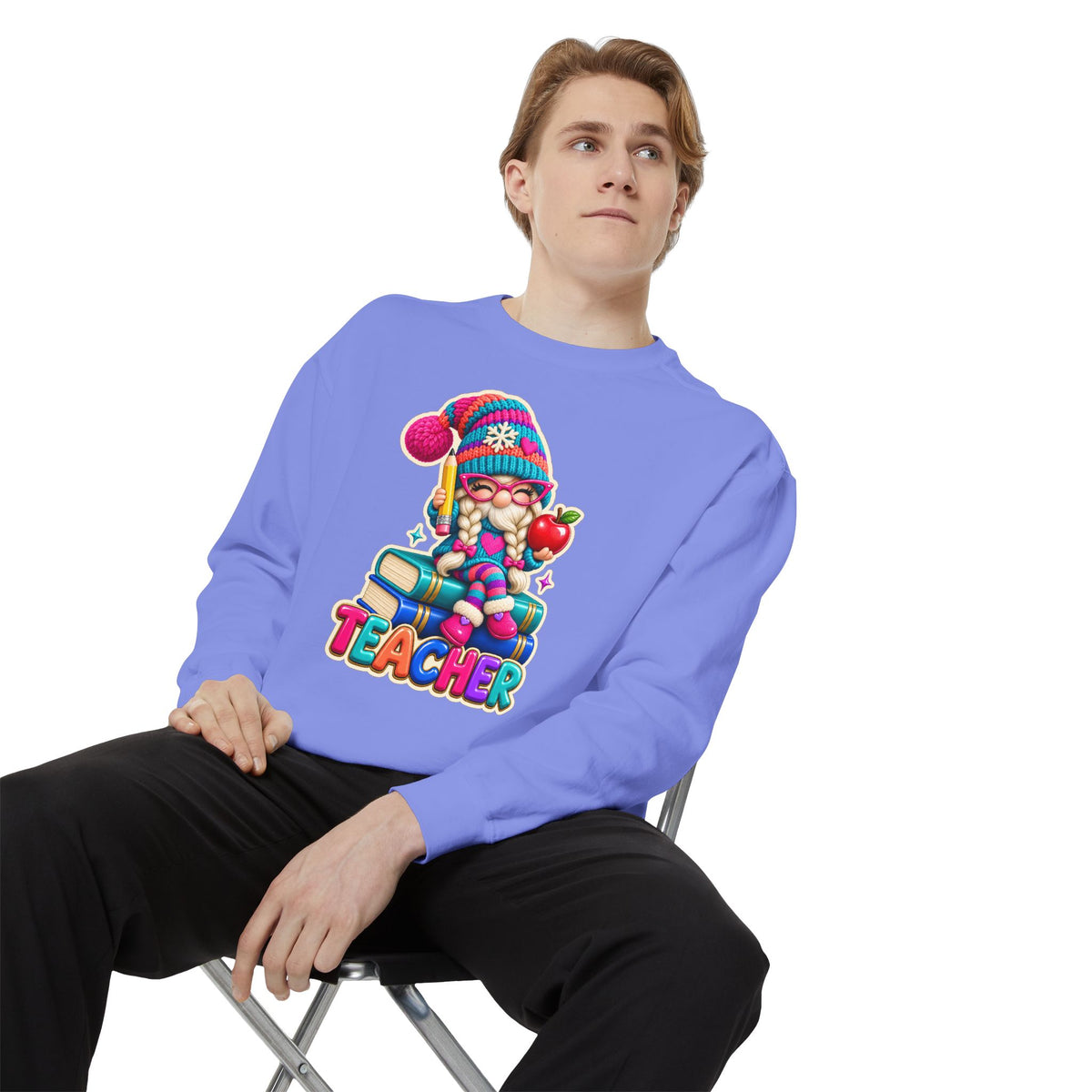 Teacher Gnome Book Lover Holiday Sweatshirt
