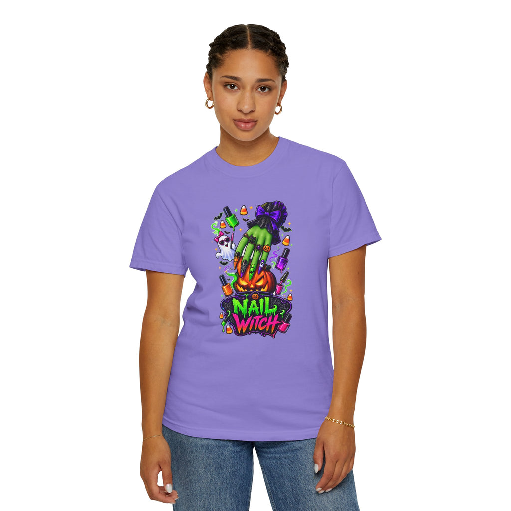 Nail Witch Halloween Tee – Adult Unisex Nail Tech & Beauty Salon Shirt