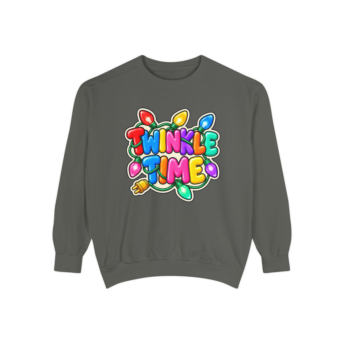 Twinkle Time Christmas - Colorful Holiday Light Graphic  Sweatshirt