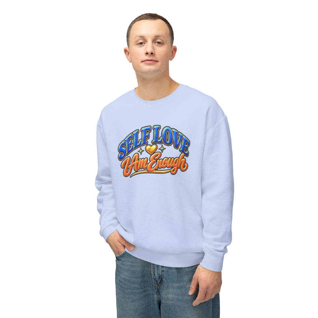 Self Love "I Am Enough" Crewneck Sweatshirt — Retro Positive Message Pullover