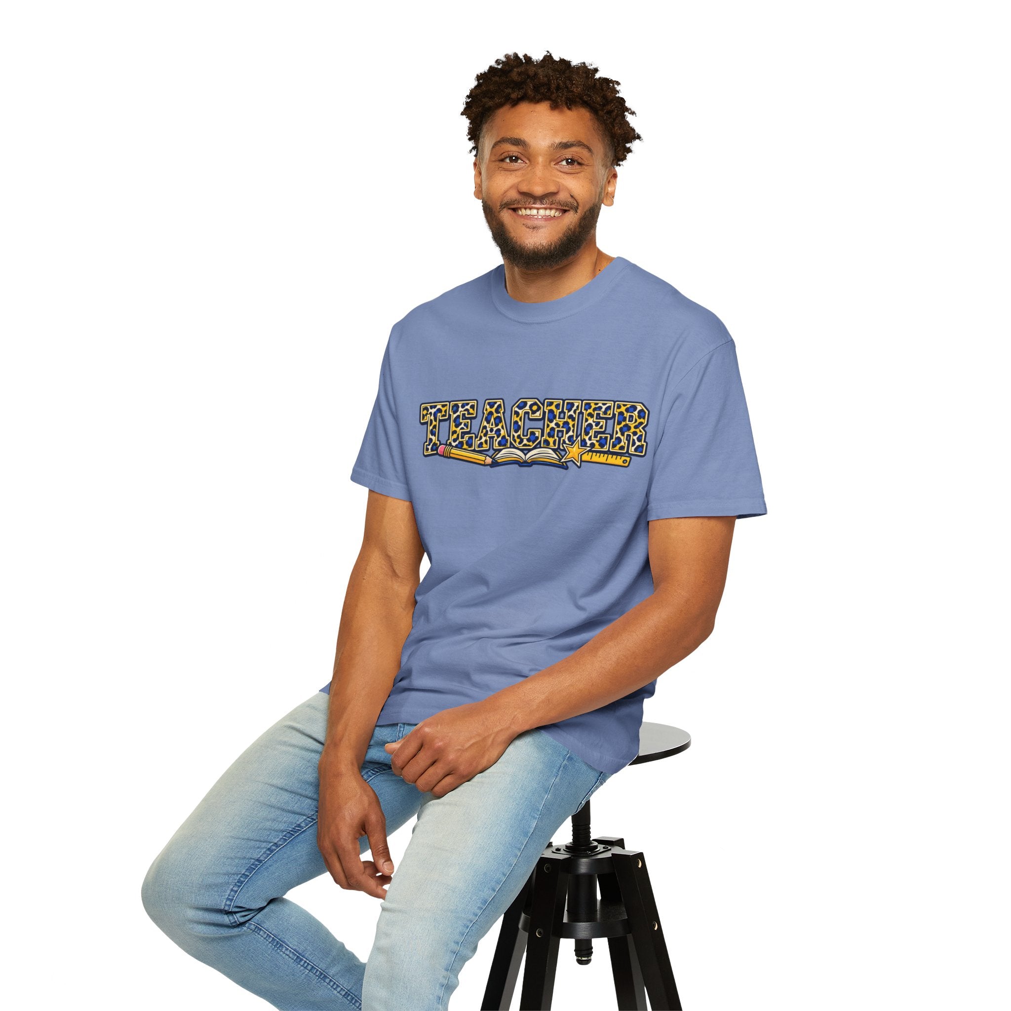 Leopard Print Teacher Comfort Colors® Heavyweight Tee 🍎✏️