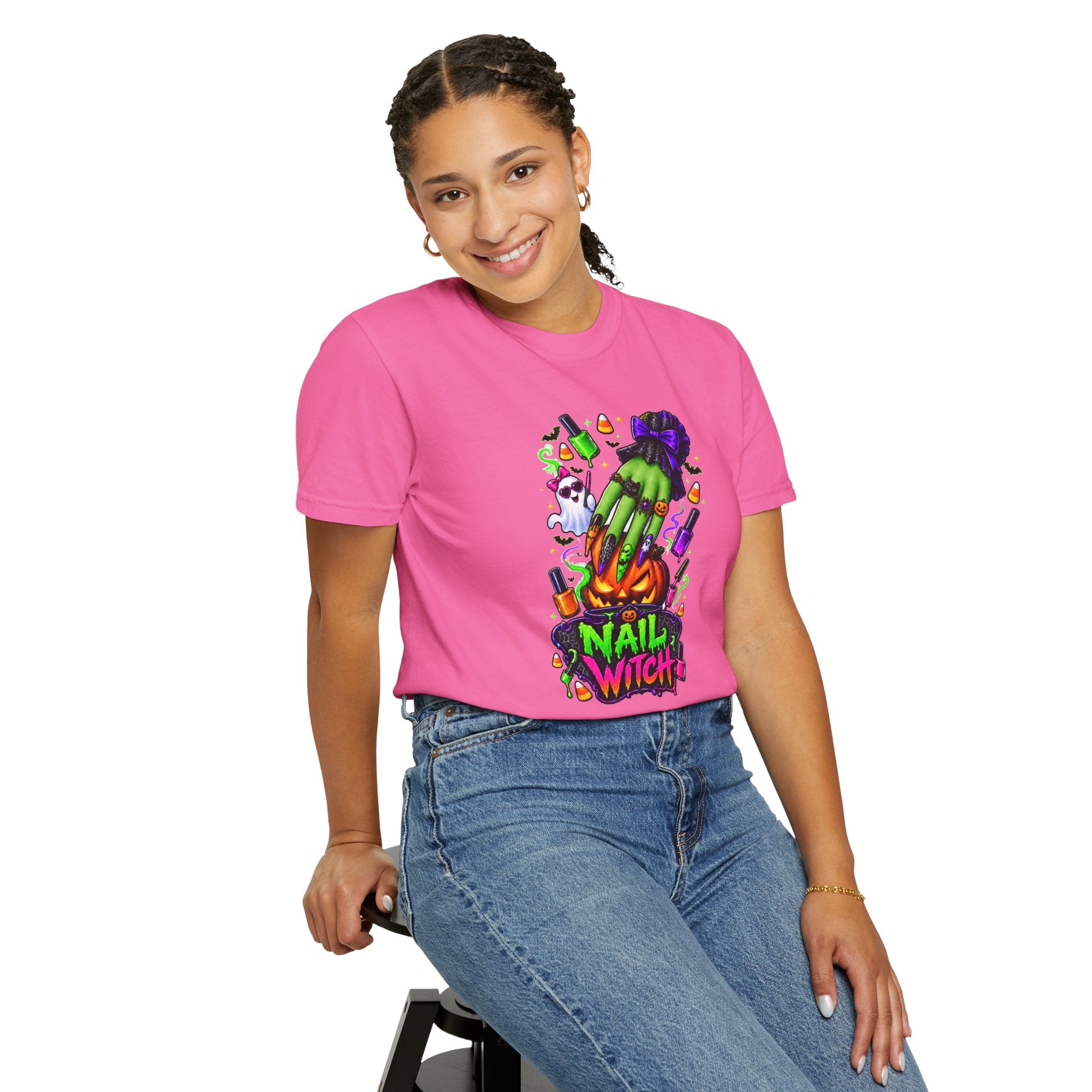 Nail Witch Halloween Tee – Adult Unisex Nail Tech & Beauty Salon Shirt