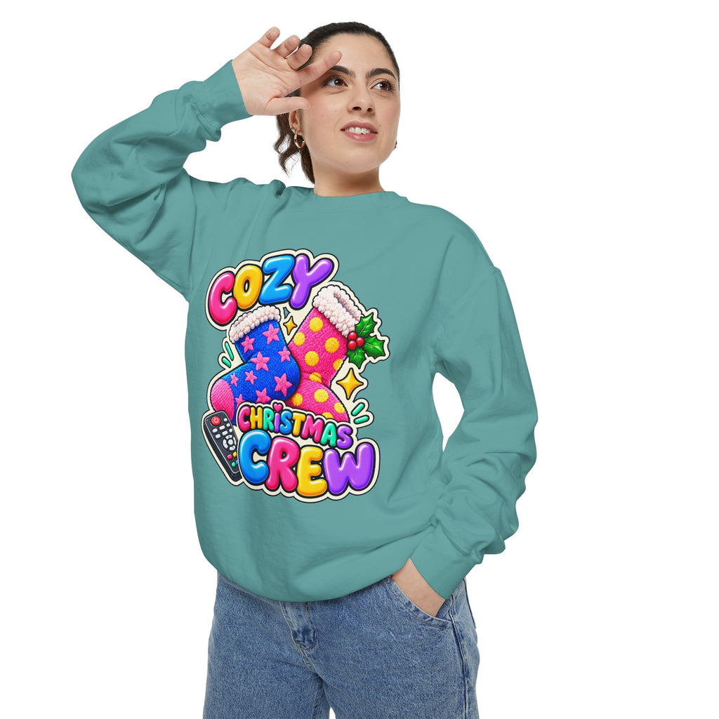 Cozy Christmas Crew Crewneck Sweatshirt 🧦🎄📺
