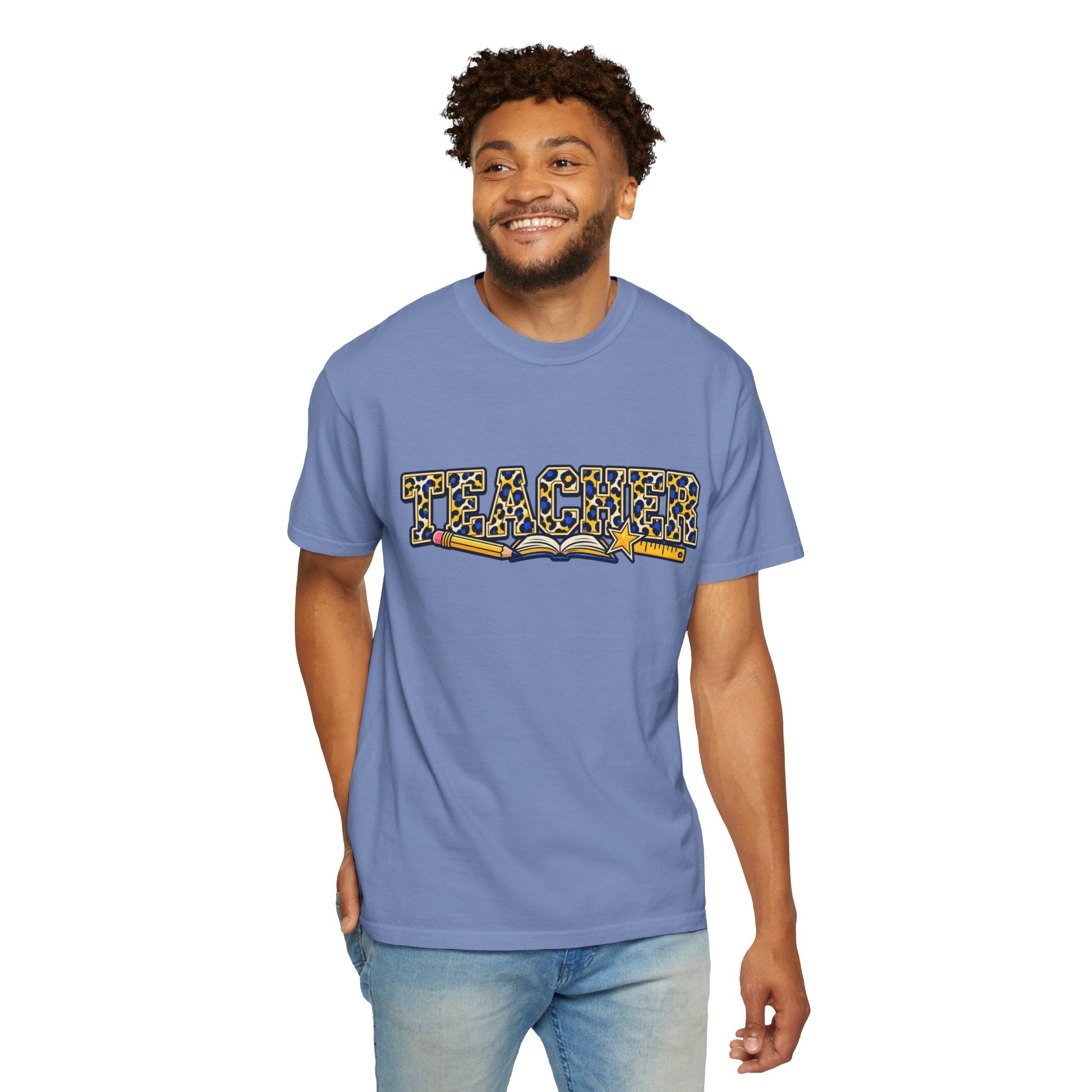 Leopard Print Teacher Comfort Colors® Heavyweight Tee 🍎✏️