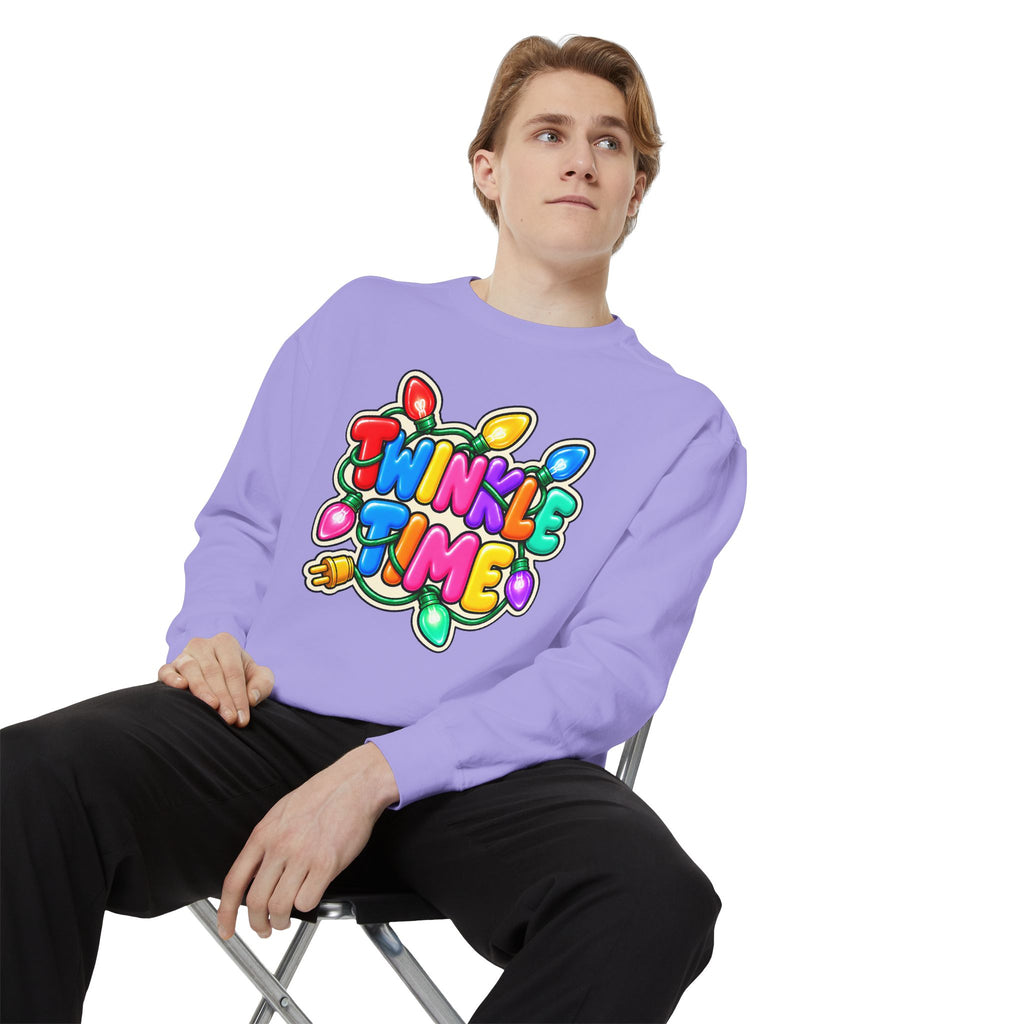Twinkle Time Christmas - Colorful Holiday Light Graphic  Sweatshirt