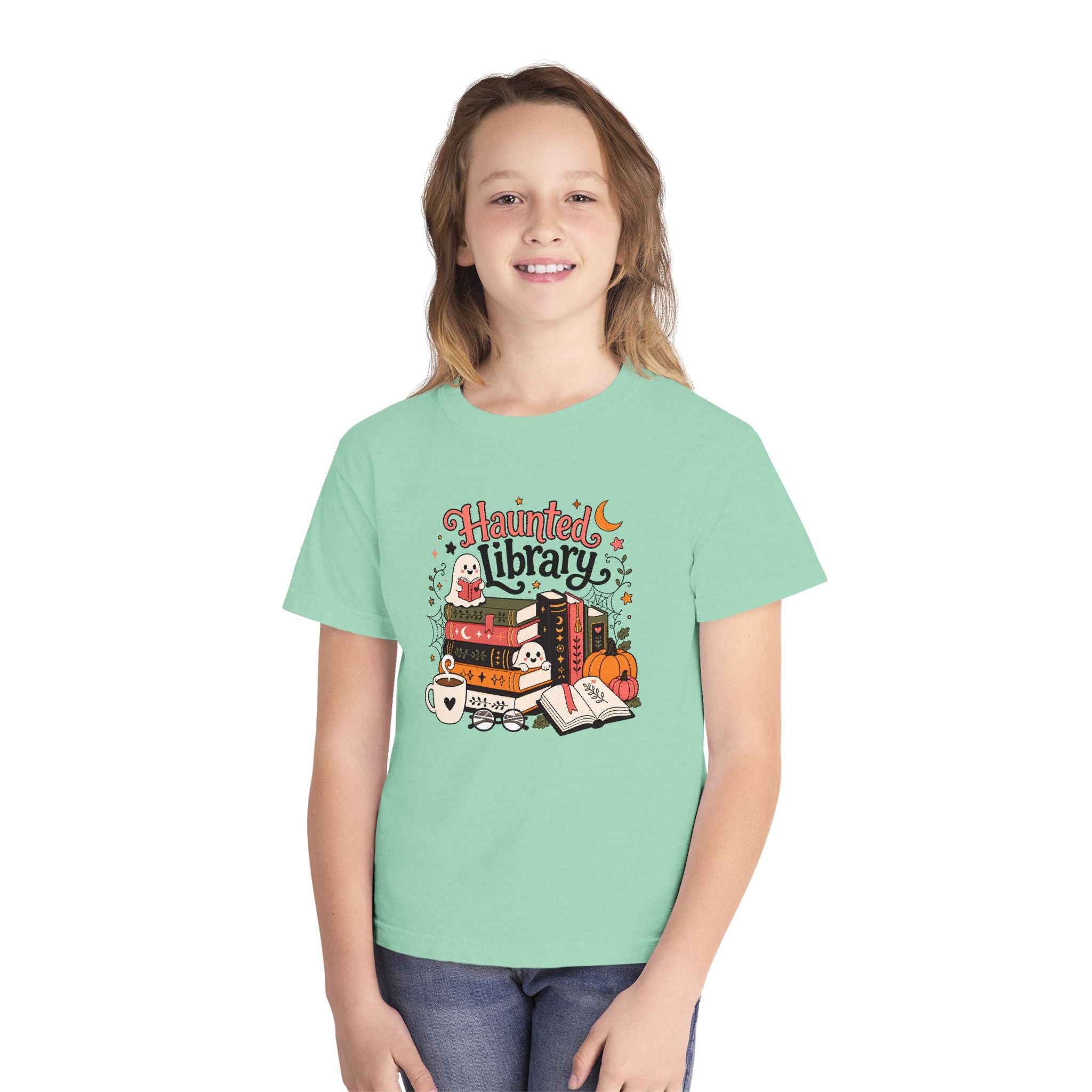 Haunted Library Youth Retro Tee 🎃📚