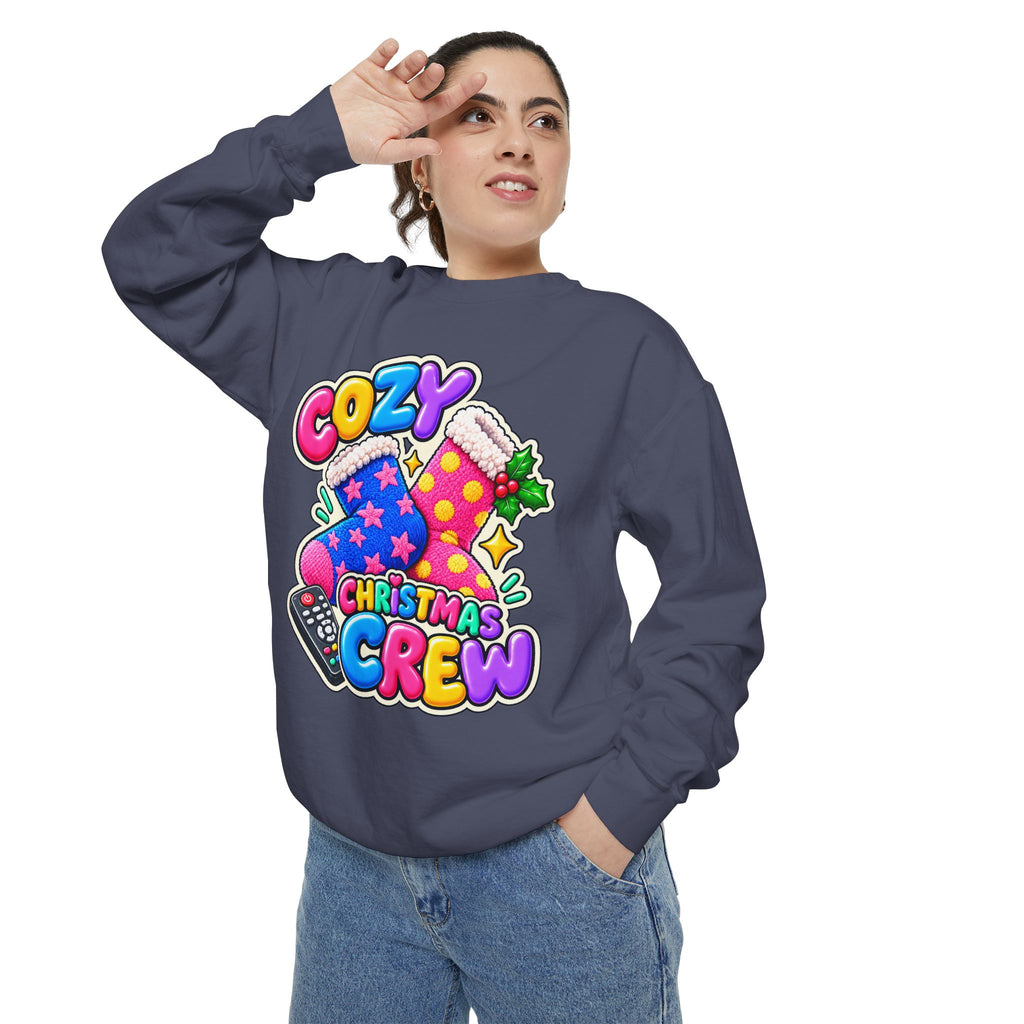 Cozy Christmas Crew Crewneck Sweatshirt 🧦🎄📺