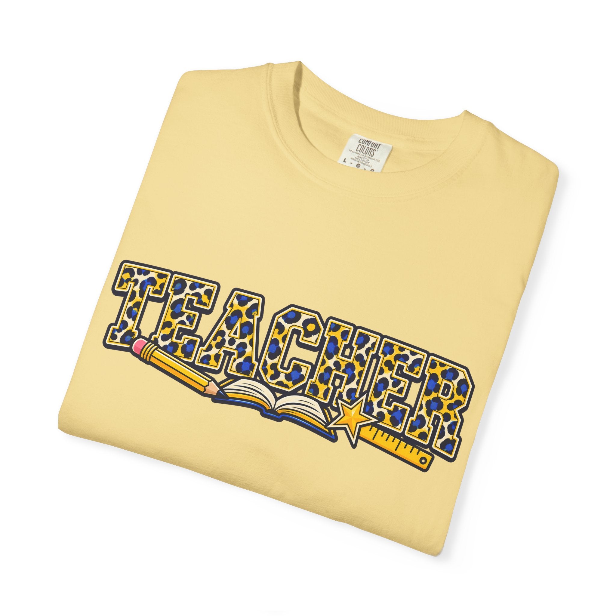 Leopard Print Teacher Comfort Colors® Heavyweight Tee 🍎✏️