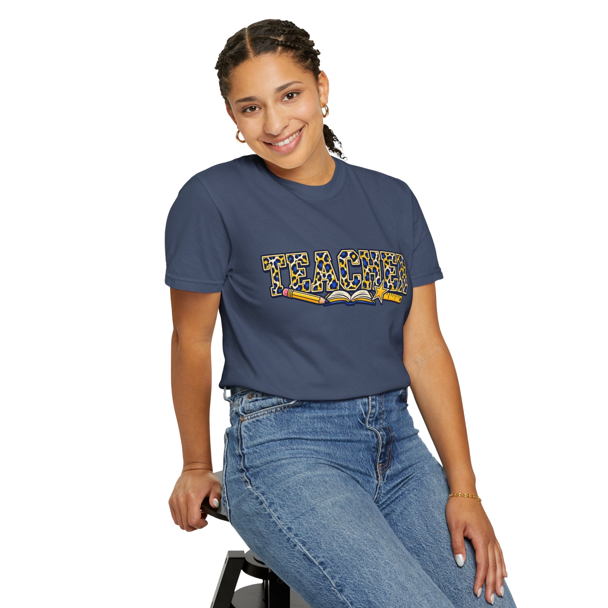 Leopard Print Teacher Comfort Colors® Heavyweight Tee 🍎✏️